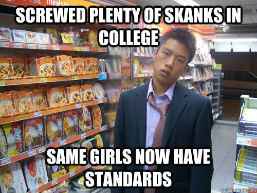 Screwed plenty of skanks in college Same girls now have standards  Disenchanted Young Professional