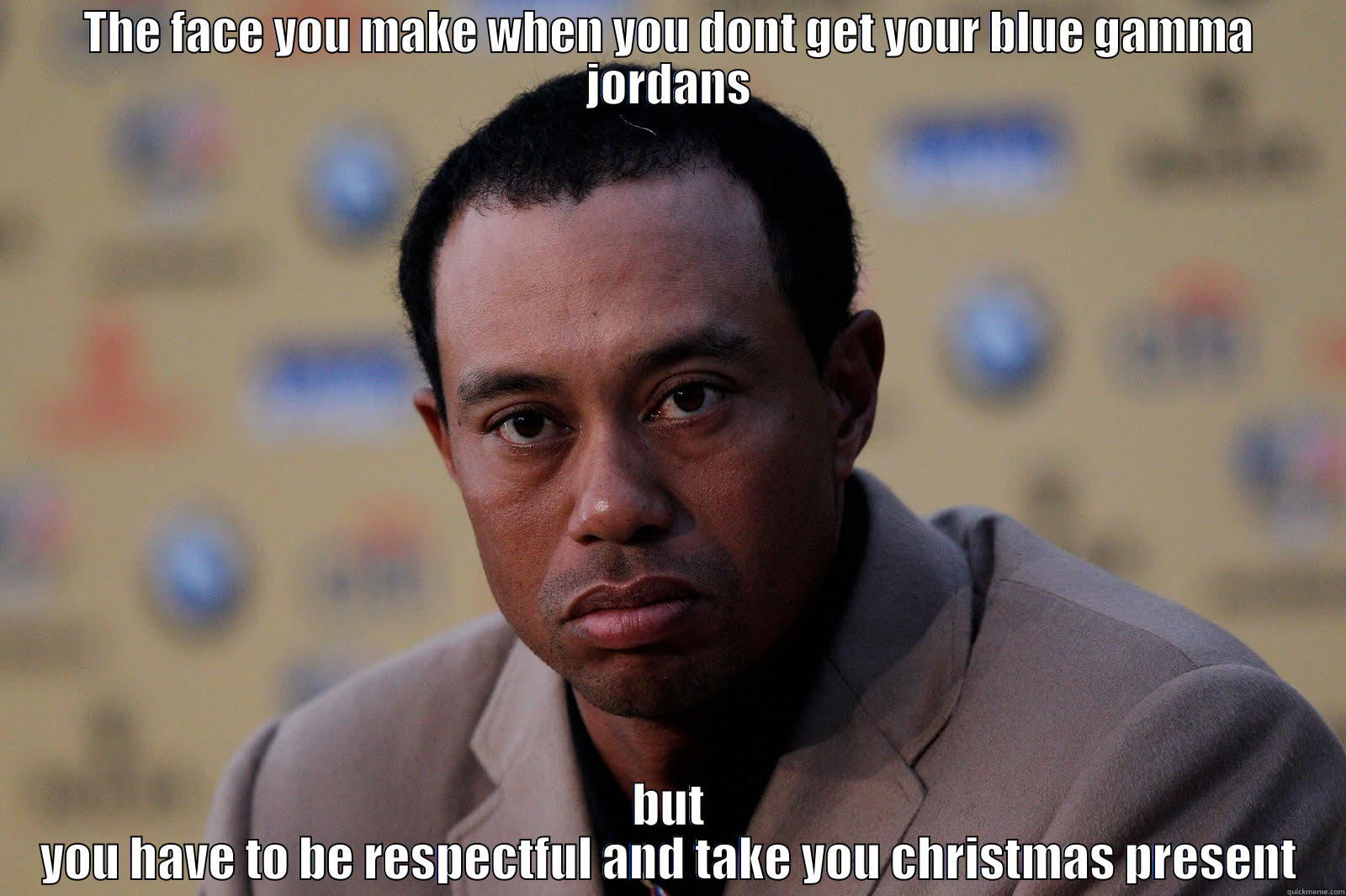 THE FACE YOU MAKE WHEN YOU DONT GET YOUR BLUE GAMMA JORDANS BUT YOU HAVE TO BE RESPECTFUL AND TAKE YOU CHRISTMAS PRESENT Misc