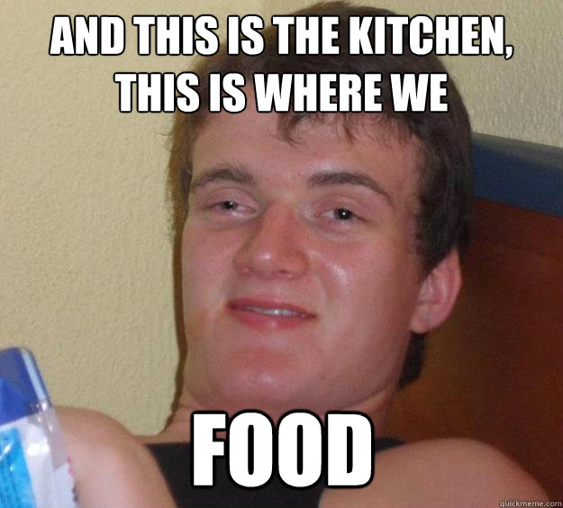 And this is the kitchen, This is where we food  10 Guy