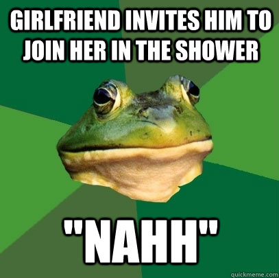 Girlfriend invites him to join her in the shower 