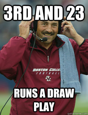 3rd and 23 Runs a draw play  