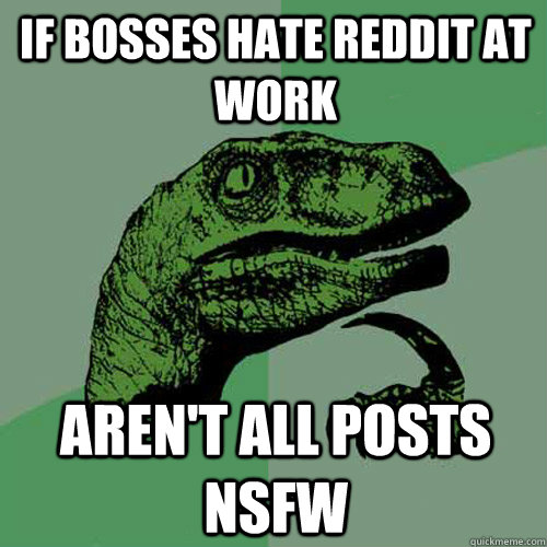 if bosses hate reddit at work aren't all posts nsfw  - if bosses hate reddit at work aren't all posts nsfw   Philosoraptor