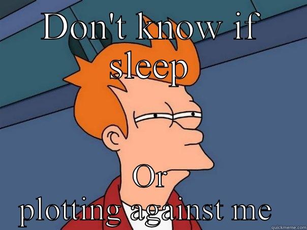 DON'T KNOW IF SLEEP OR PLOTTING AGAINST ME  Futurama Fry