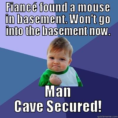 FIANCÉ FOUND A MOUSE IN BASEMENT. WON'T GO INTO THE BASEMENT NOW. MAN CAVE SECURED! Success Kid
