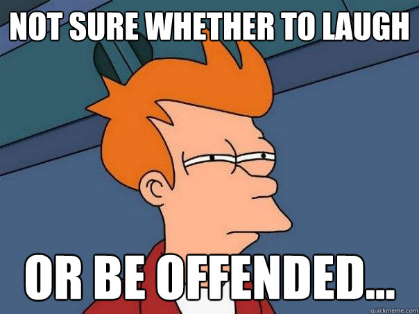 not sure whether to laugh or be offended...  Futurama Fry