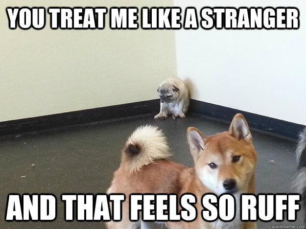 You treat me like a stranger and that feels so ruff - You treat me like a stranger and that feels so ruff  Misc