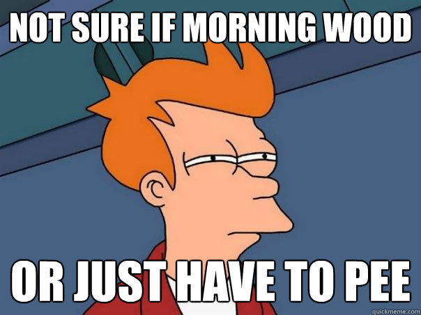 Not sure if morning wood or just have to pee  Futurama Fry