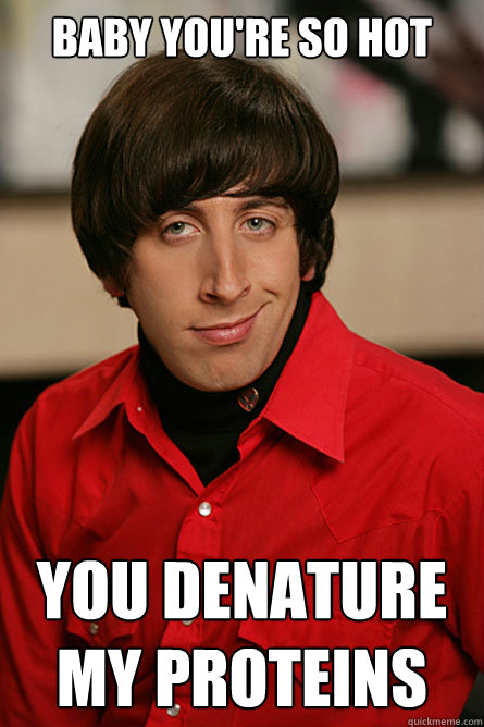 Baby you're so hot You denature my proteins  Pickup Line Scientist