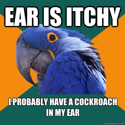 Ear is itchy I probably have a cockroach in my ear  Paranoid Parrot