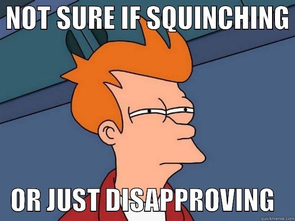  NOT SURE IF SQUINCHING     OR JUST DISAPPROVING    Futurama Fry