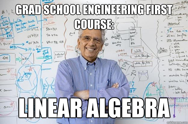 grad school engineering first course: linear algebra - grad school engineering first course: linear algebra  Engineering Professor