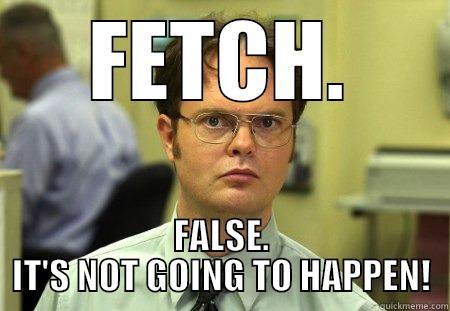 FETCH. FALSE. IT'S NOT GOING TO HAPPEN! Schrute