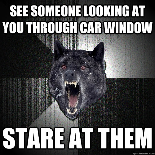 see someone looking at you through car window stare at them  Insanity Wolf