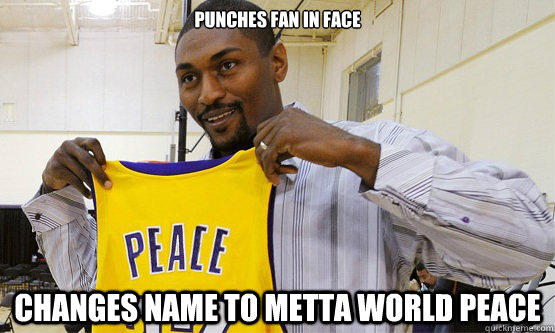 Punches Fan in Face Changes Name to metta world peace - Punches Fan in Face Changes Name to metta world peace  mettaworldpeace