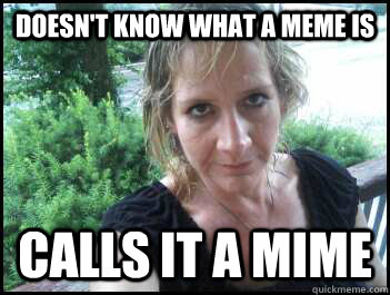 doesn't know what a meme is calls it a mime  