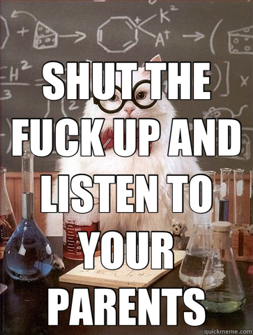  SHUT THE FUCK UP AND LISTEN TO YOUR PARENTS  Chemistry Cat