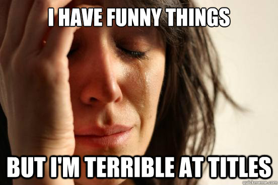 I have funny things But I'm terrible at titles  First World Problems