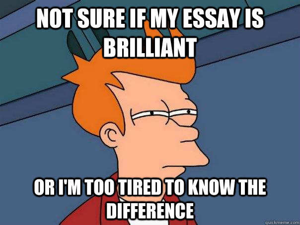 Not sure if my essay is brilliant or i'm too tired to know the difference - Not sure if my essay is brilliant or i'm too tired to know the difference  Futurama Fry