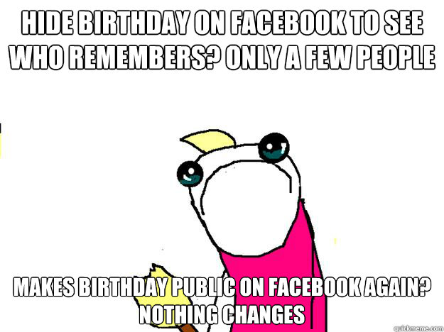 Hide birthday on facebook to see who remembers? Only A Few people Makes birthday public on