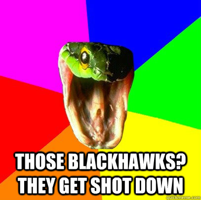 those blackhawks? they get shot down  Spoiler Snake