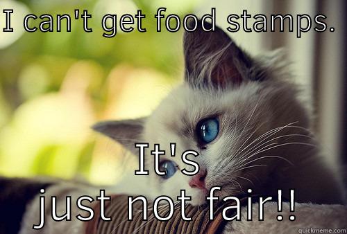 I CAN'T GET FOOD STAMPS.  IT'S JUST NOT FAIR!! First World Problems Cat