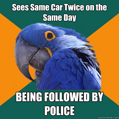 Sees Same Car Twice on the Same Day BEING FOLLOWED BY POLICE  Paranoid Parrot