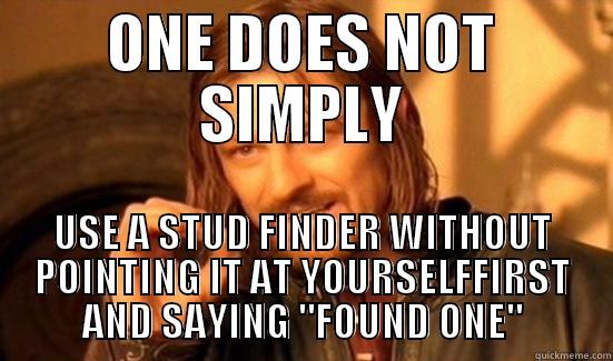 ONE DOES NOT SIMPLY USE A STUD FINDER WITHOUT POINTING IT AT YOURSELFFIRST AND SAYING 