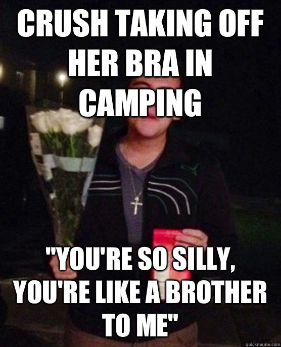Crush taking off her bra in camping 