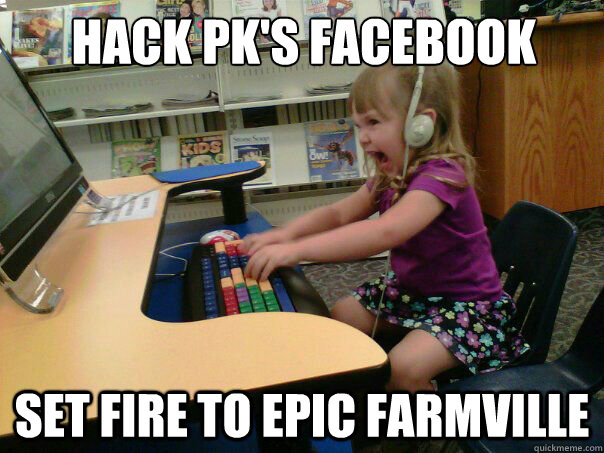 Hack pk's facebook set fire to epic farmville  Angry computer girl