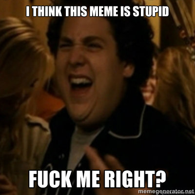 I think this meme is stupid  fuck me right