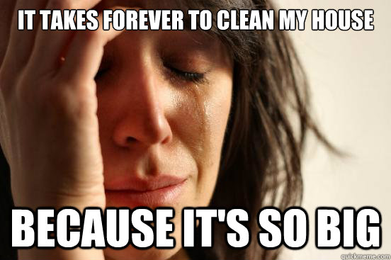 it takes forever to clean my house because it's so big  First World Problems