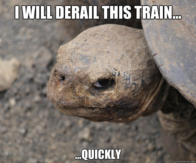 I will derail this train... ...quickly  Insanity Tortoise