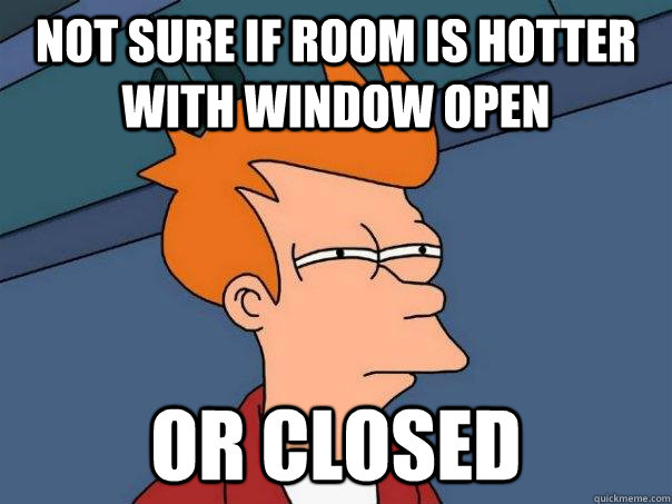 Not sure if room is hotter with window open or closed  Futurama Fry