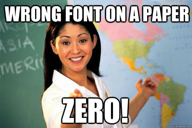 Wrong font on a paper zero! - Wrong font on a paper zero!  Unhelpful High School Teacher