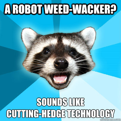 A robot weed-wacker? sounds like 
cutting-hedge technology  Lame Pun Coon