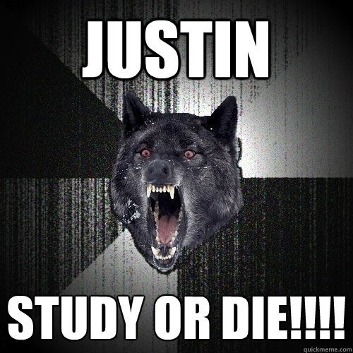 JUSTIN STUDY OR DIE!!!!  Insanity Wolf