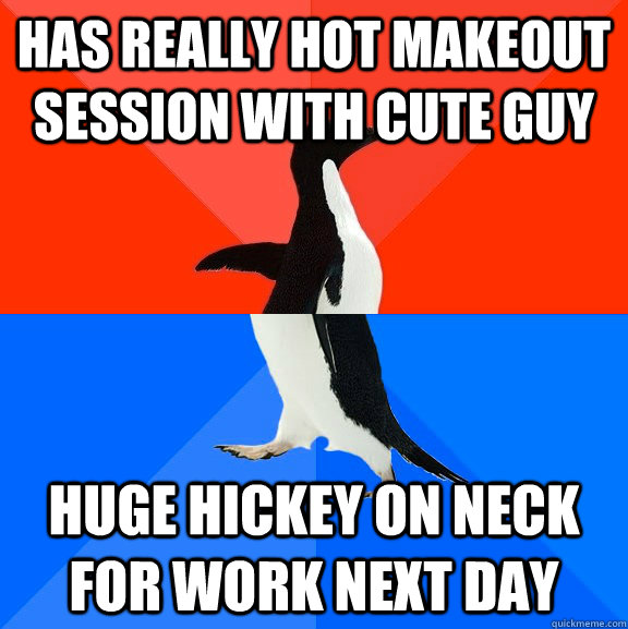 has really hot makeout session with cute guy huge hickey on neck for work next day - has really hot makeout session with cute guy huge hickey on neck for work next day  Misc