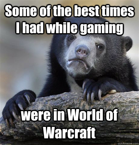Some of the best times I had while gaming were in World of Warcraft  Confession Bear