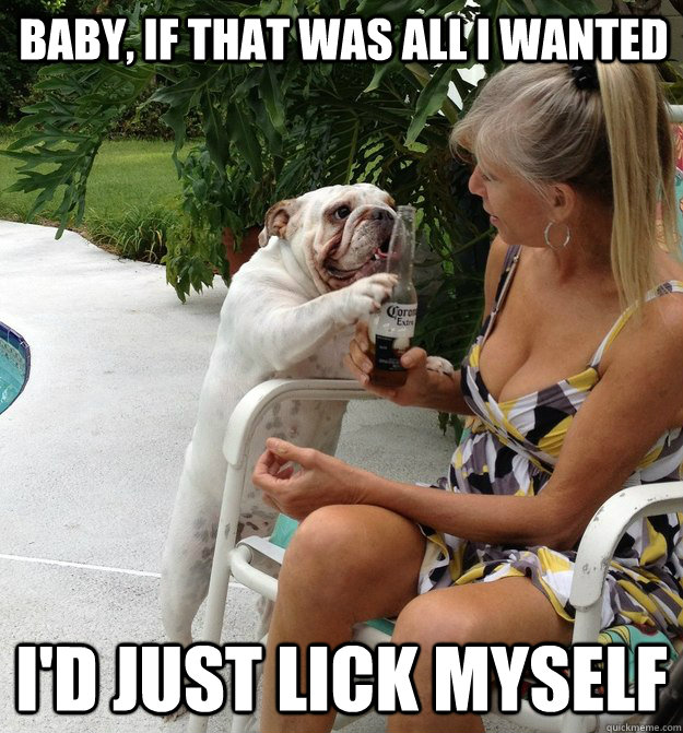 Baby, if that was all I wanted I'd just lick myself - Baby, if that was all I wanted I'd just lick myself  PUA Dog