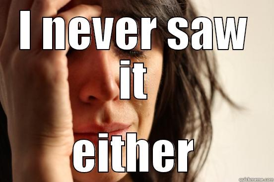 I NEVER SAW IT EITHER First World Problems