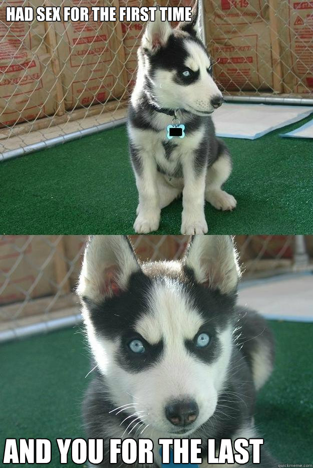 Had sex for the first time and you for the last  Insanity puppy