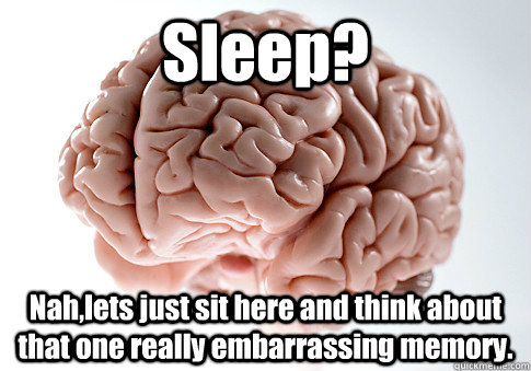 Sleep? Nah,lets just sit here and think about that one really embarrassing memory.   Scumbag Brain