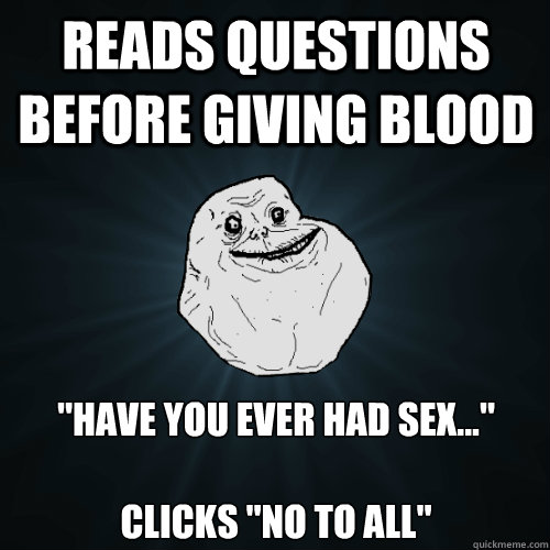 reads questions before giving blood 