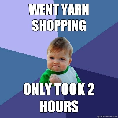 went yarn shopping only took 2 hours  Success Kid