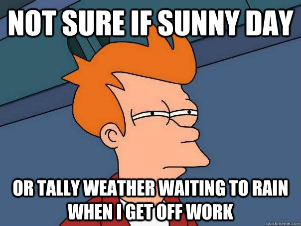 Not sure if sunny day Or Tally weather waiting to rain when I get off work - Not sure if sunny day Or Tally weather waiting to rain when I get off work  Futurama Fry