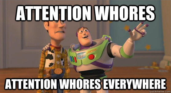 Attention whores attention whores everywhere  Toy Story Everywhere