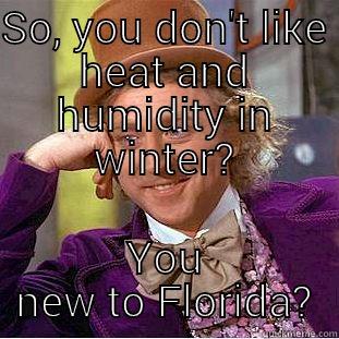 SO, YOU DON'T LIKE HEAT AND HUMIDITY IN WINTER? YOU NEW TO FLORIDA? Condescending Wonka