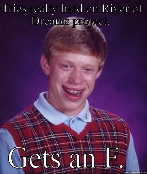 Title that is hilarious. Fml - TRIES REALLY HARD ON RIVER OF DREAMS PROJECT.  GETS AN F.  Bad Luck Brian