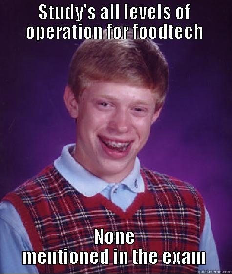 STUDY'S ALL LEVELS OF OPERATION FOR FOODTECH NONE MENTIONED IN THE EXAM Bad Luck Brian