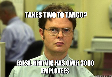
Takes two to tango? False, Britvic has over 3000 employees  Dwight